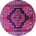 Round Machine Washable Persian Purple Traditional Area Rugs, wshtr2835pur