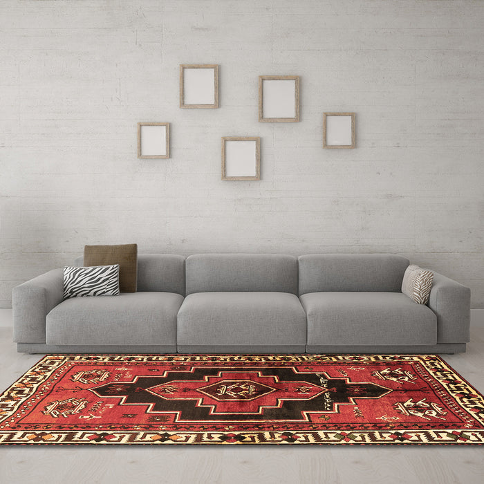 Machine Washable Persian Brown Traditional Rug in a Living Room,, wshtr2835brn