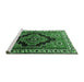 Sideview of Machine Washable Persian Emerald Green Traditional Area Rugs, wshtr2835emgrn