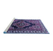 Sideview of Machine Washable Persian Blue Traditional Rug, wshtr2835blu