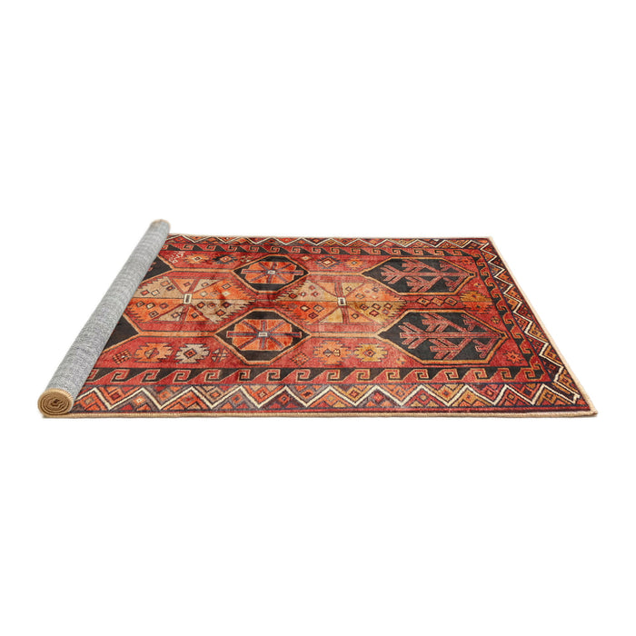 Sideview of Machine Washable Traditional Orange Rug, wshtr2836
