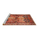 Sideview of Machine Washable Traditional Orange Rug, wshtr2836