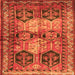 Round Machine Washable Persian Orange Traditional Area Rugs, wshtr2836org