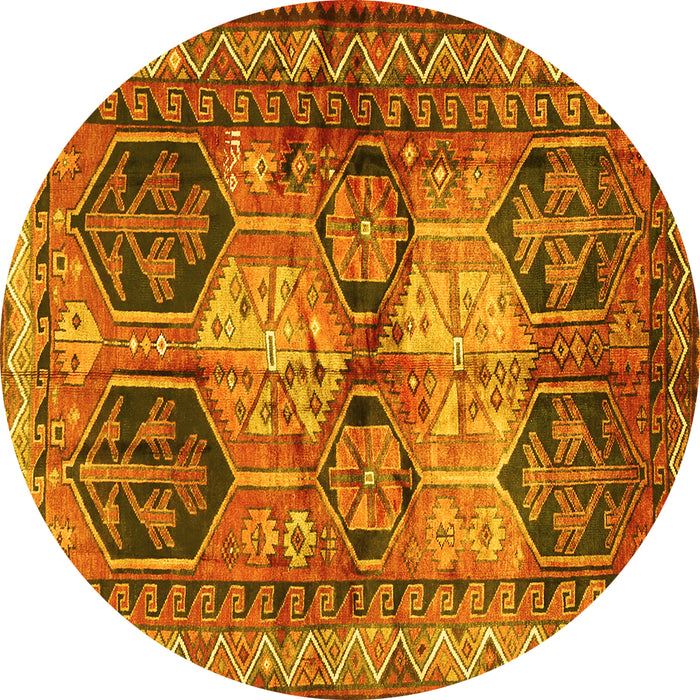 Round Persian Yellow Traditional Rug, tr2836yw