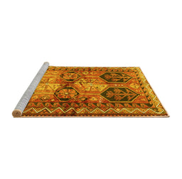 Sideview of Machine Washable Persian Yellow Traditional Rug, wshtr2836yw