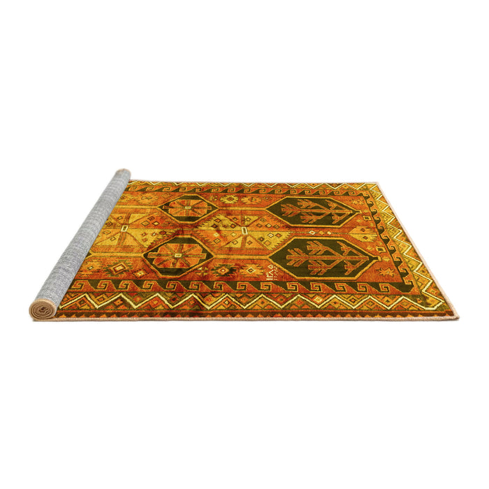 Sideview of Machine Washable Persian Yellow Traditional Rug, wshtr2836yw