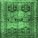 Square Machine Washable Persian Emerald Green Traditional Area Rugs, wshtr2836emgrn