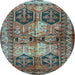 Round Persian Light Blue Traditional Rug, tr2836lblu