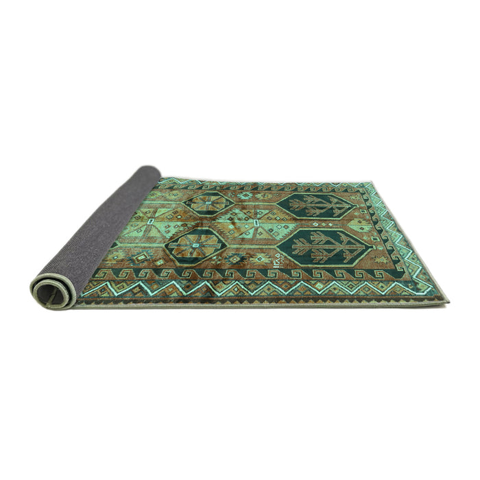 Sideview of Persian Turquoise Traditional Rug, tr2836turq