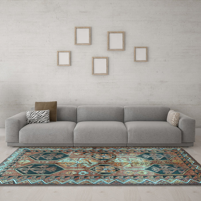 Machine Washable Persian Light Blue Traditional Rug in a Living Room, wshtr2836lblu