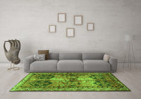 Machine Washable Persian Green Traditional Rug, wshtr2836grn