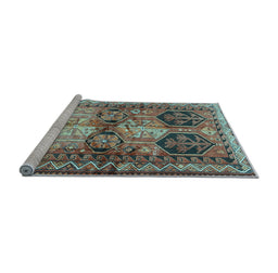 Sideview of Machine Washable Persian Light Blue Traditional Rug, wshtr2836lblu