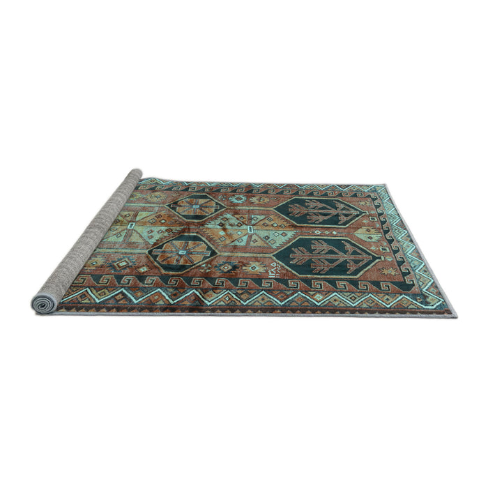 Sideview of Machine Washable Persian Light Blue Traditional Rug, wshtr2836lblu