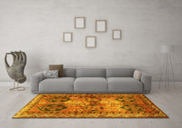 Machine Washable Persian Yellow Traditional Rug, wshtr2836yw