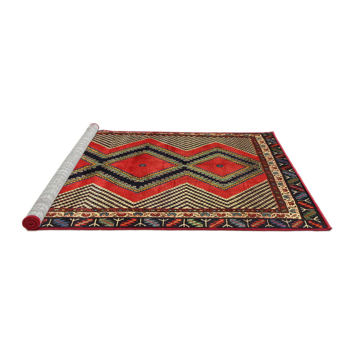 Sideview of Machine Washable Traditional Dark Gold Brown Rug, wshtr2837