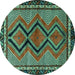 Round Machine Washable Persian Turquoise Traditional Area Rugs, wshtr2837turq