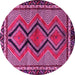 Round Persian Pink Traditional Rug, tr2837pnk