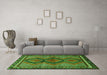 Machine Washable Persian Green Traditional Area Rugs in a Living Room,, wshtr2837grn