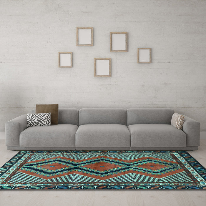 Machine Washable Persian Light Blue Traditional Rug in a Living Room, wshtr2837lblu