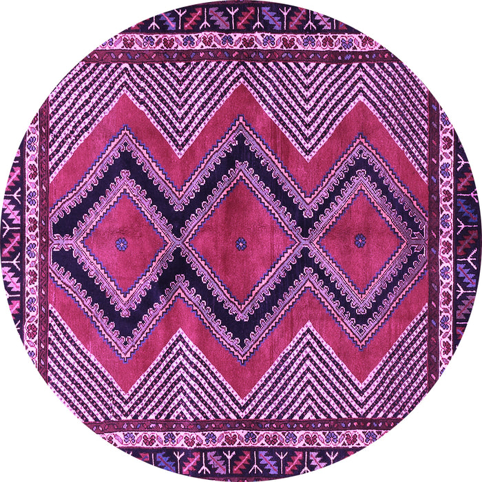 Round Machine Washable Persian Purple Traditional Area Rugs, wshtr2837pur