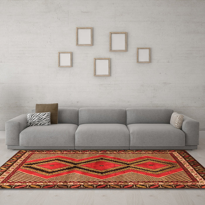 Machine Washable Persian Orange Traditional Area Rugs in a Living Room, wshtr2837org