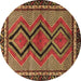 Round Machine Washable Persian Brown Traditional Rug, wshtr2837brn