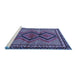 Sideview of Machine Washable Persian Blue Traditional Rug, wshtr2837blu