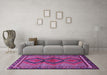 Machine Washable Persian Purple Traditional Area Rugs in a Living Room, wshtr2837pur