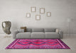 Machine Washable Persian Pink Traditional Rug in a Living Room, wshtr2837pnk