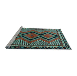 Sideview of Machine Washable Persian Light Blue Traditional Rug, wshtr2837lblu