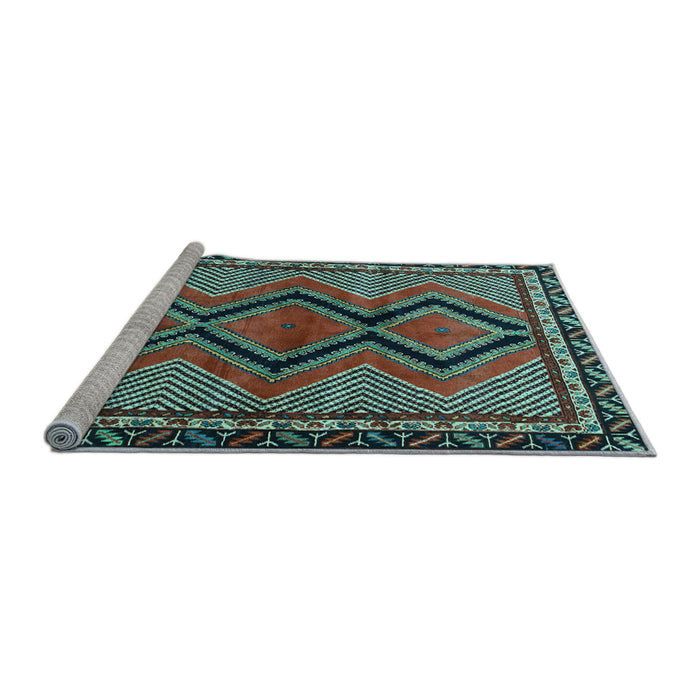 Sideview of Machine Washable Persian Light Blue Traditional Rug, wshtr2837lblu