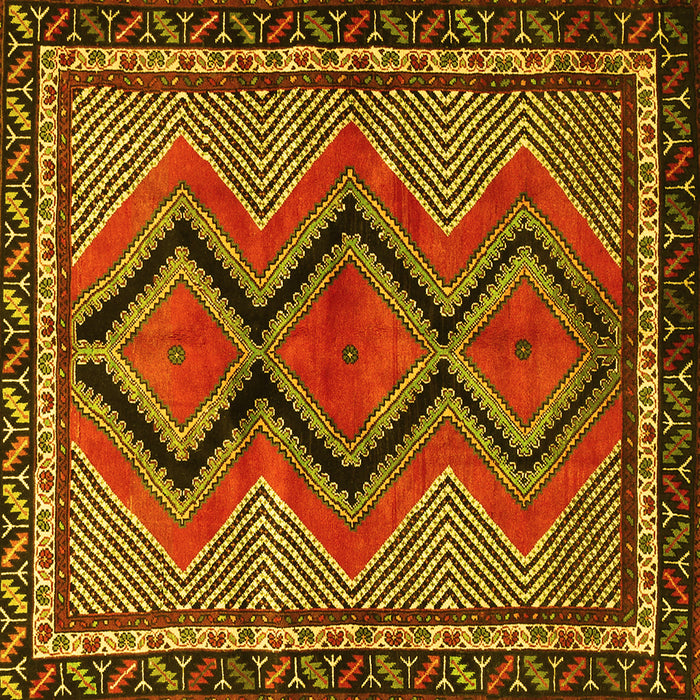 Square Machine Washable Persian Yellow Traditional Rug, wshtr2837yw