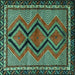 Square Machine Washable Persian Turquoise Traditional Area Rugs, wshtr2837turq