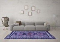 Machine Washable Persian Blue Traditional Rug, wshtr2837blu