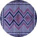 Round Persian Blue Traditional Rug, tr2837blu