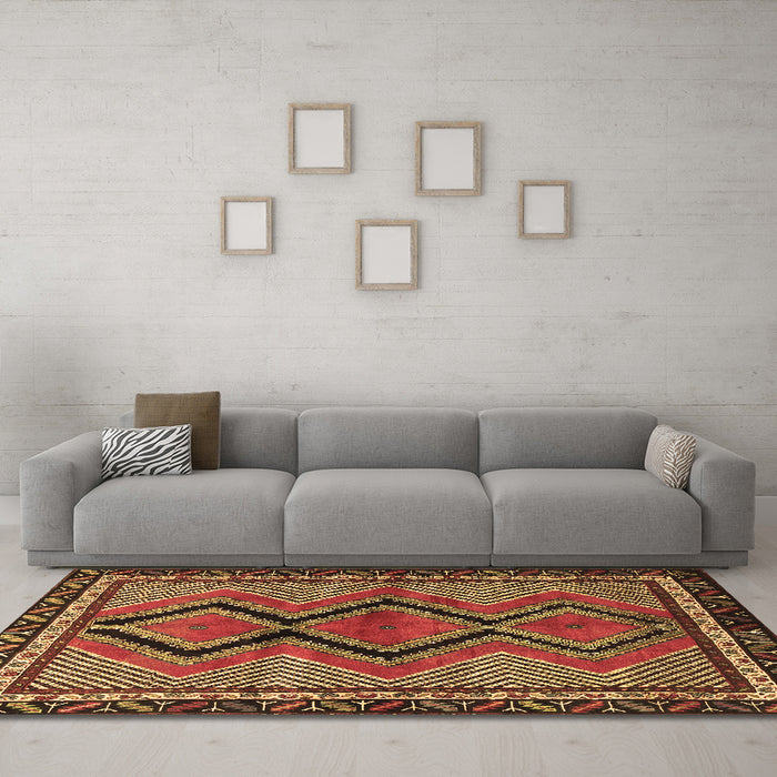 Machine Washable Persian Brown Traditional Rug in a Living Room,, wshtr2837brn