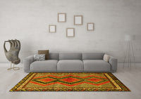 Machine Washable Persian Yellow Traditional Rug, wshtr2837yw