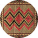 Round Persian Brown Traditional Rug, tr2837brn