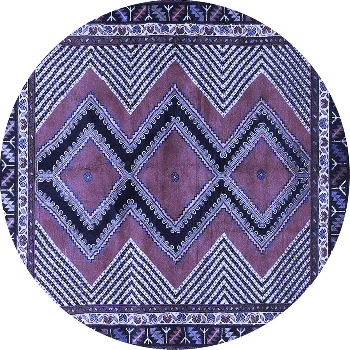 Round Machine Washable Persian Blue Traditional Rug, wshtr2837blu