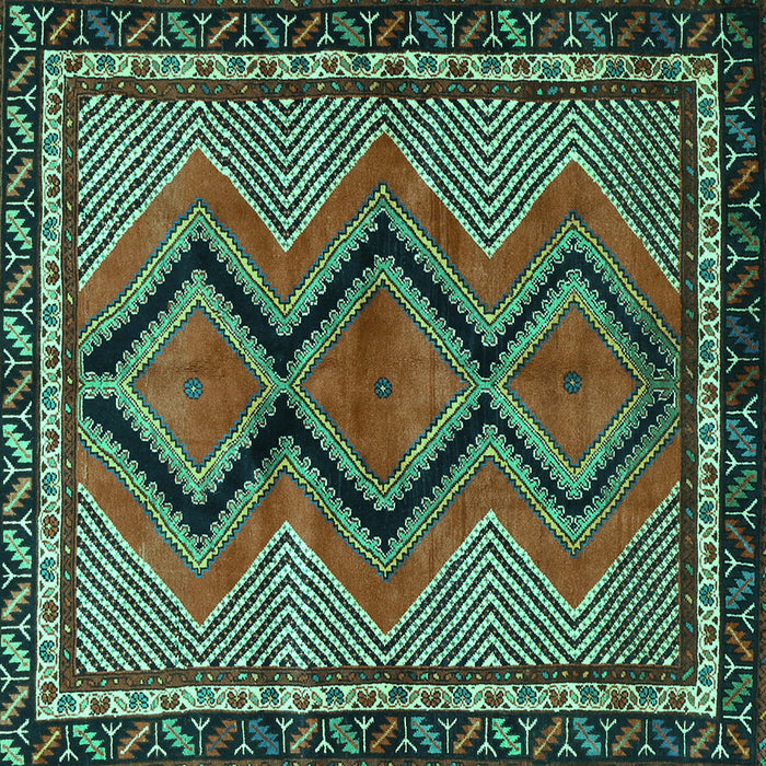 Square Persian Turquoise Traditional Rug, tr2837turq