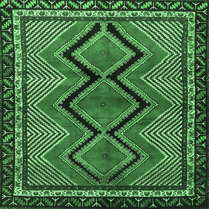 Square Machine Washable Persian Emerald Green Traditional Area Rugs, wshtr2837emgrn