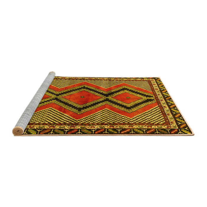 Sideview of Machine Washable Persian Yellow Traditional Rug, wshtr2837yw