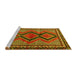 Sideview of Machine Washable Persian Yellow Traditional Rug, wshtr2837yw