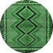 Round Persian Emerald Green Traditional Rug, tr2837emgrn
