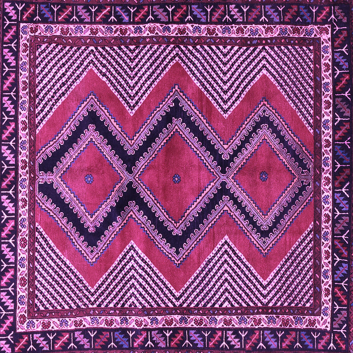 Square Machine Washable Persian Purple Traditional Area Rugs, wshtr2837pur