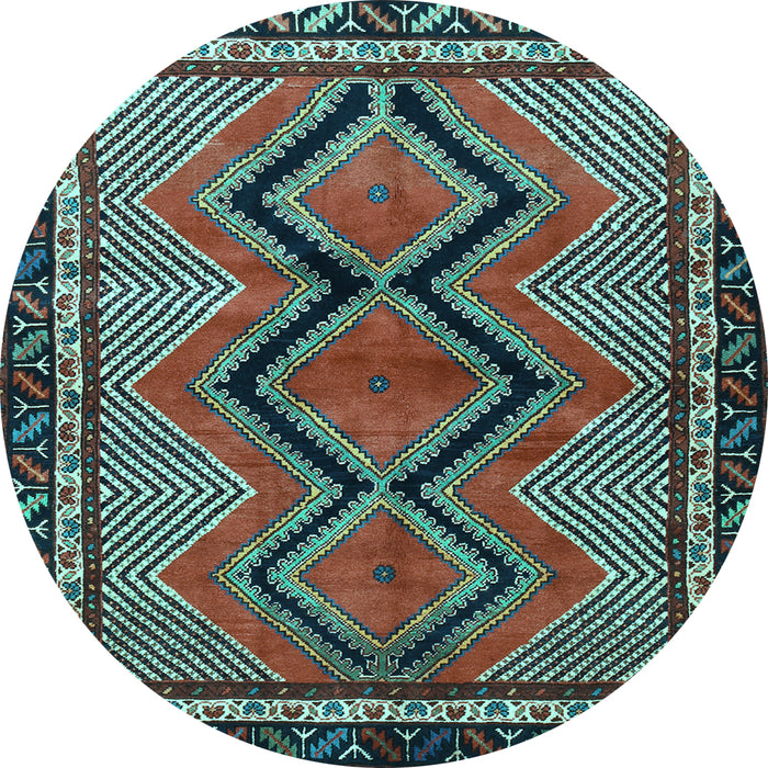 Round Machine Washable Persian Light Blue Traditional Rug, wshtr2837lblu