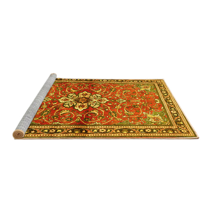 Sideview of Machine Washable Persian Yellow Traditional Rug, wshtr2838yw