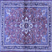 Square Machine Washable Persian Blue Traditional Rug, wshtr2838blu