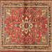 Square Machine Washable Persian Brown Traditional Rug, wshtr2838brn