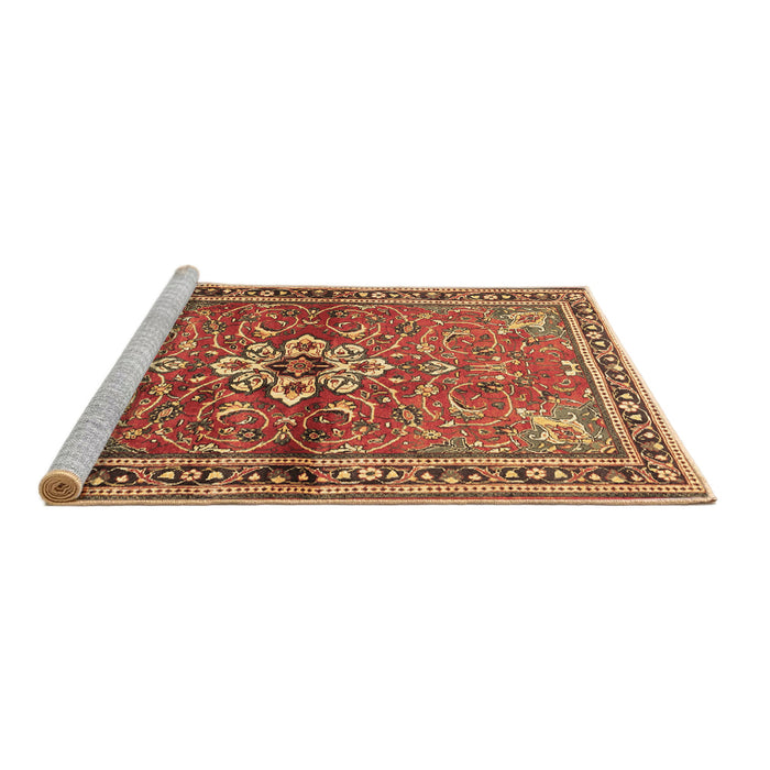 Sideview of Machine Washable Persian Brown Traditional Rug, wshtr2838brn